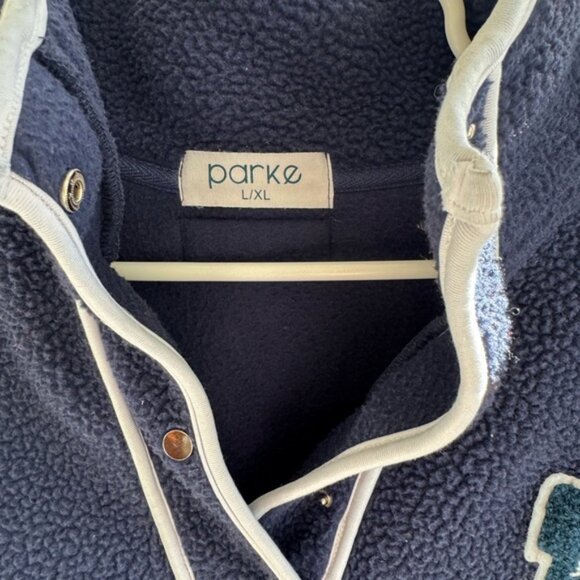 Parke Chenille Boat Fleece Navy Pullover Sweatshirt L/XL - Picture 2 of 3